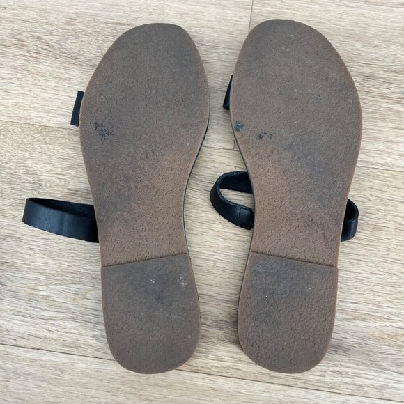 Madewell Womens Slip On Leather Slide Sandal Size 9.5 Black Double Strap Casual - Picture 8 of 9